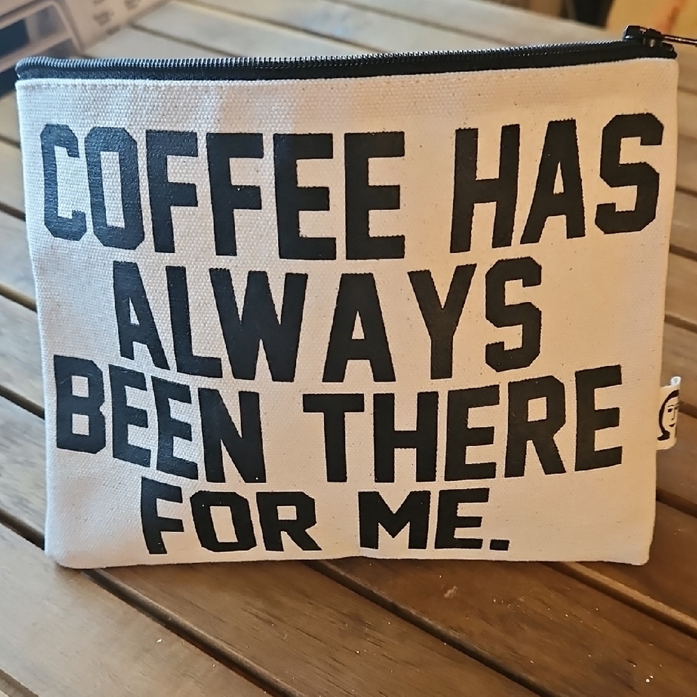 Canvas Cosmetic Pouch - Cream with Black Text